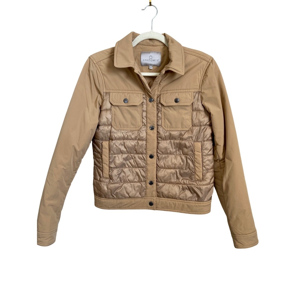 ANATOMIE Quilted Jacket Womens Small Tan‎ Snap Button Pockets